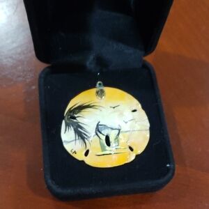 Hand painted sand dollar pendant